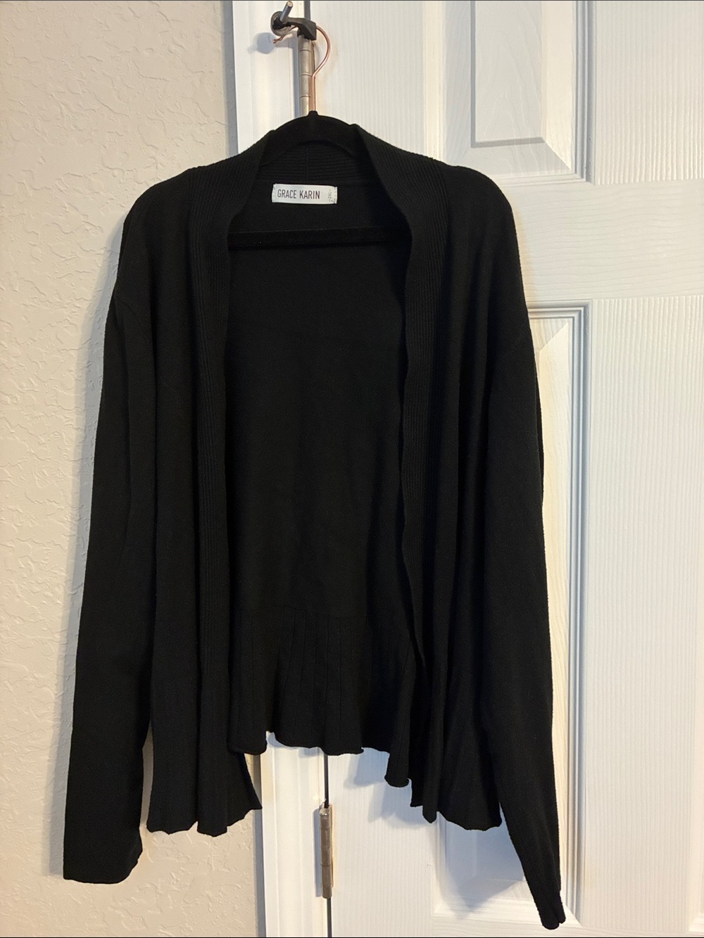 Grace Karin Black Open Drape Front Cardigan